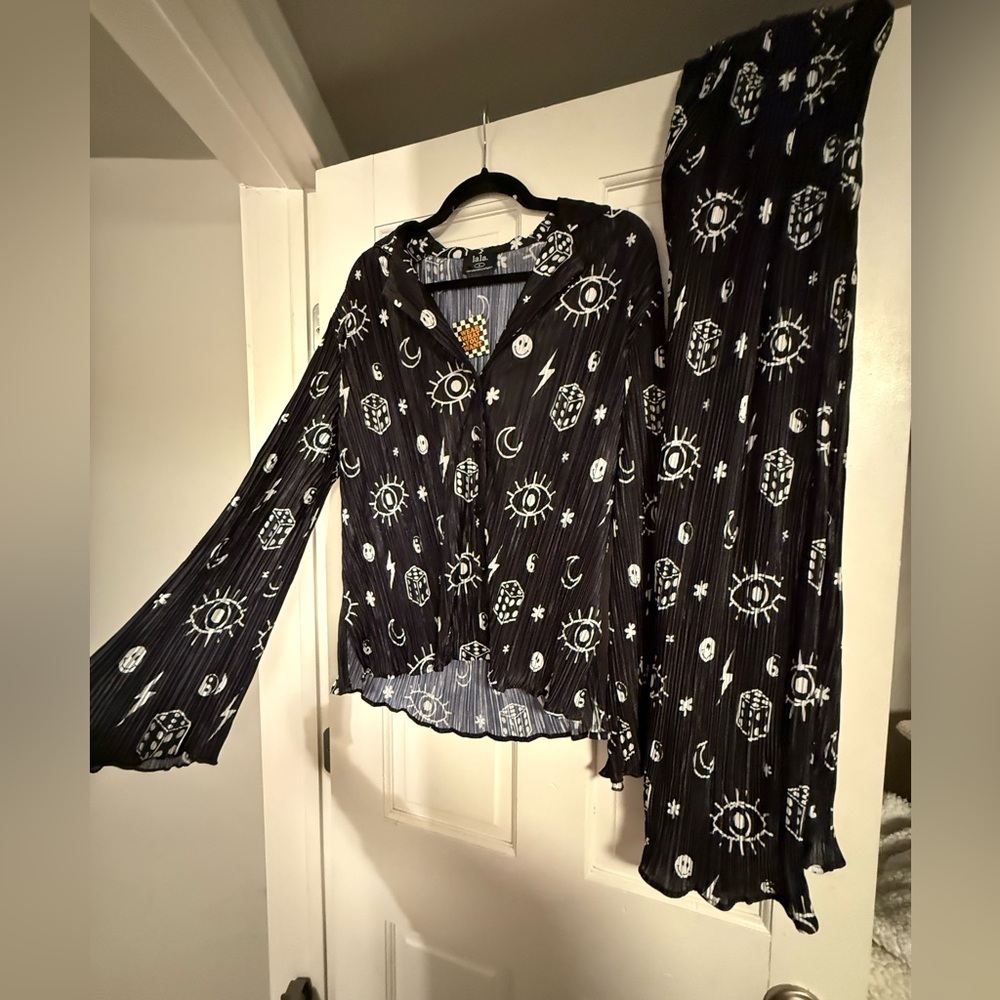 Dressed in LaLa : Long Sleeve Plissé Set in What's Your Sign